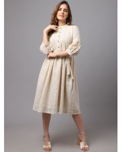 Tulsattva Off White Midi Dress