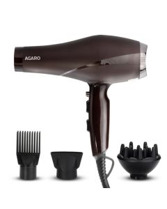 AGARO HD-1120 2000 Watts Professional Hair Dryer with AC Motor, Concentrator, Diffuser, Comb, Hot and Cold Air, 2 Speed 3 Temperature Settings with Cool Shot For both Men and...