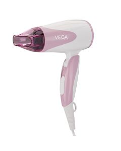 VEGA Blooming Air Foldable 1000 Watts Hair Dryer With Heat & Cool Setting And Detachable Nozzle (VHDH-05), Color May Vary, (Made In India)