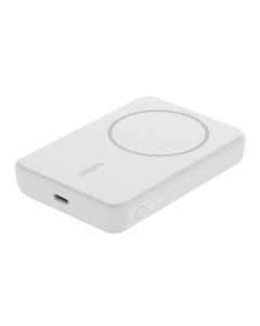 Belkin 5000 mAh Magnetic MagSafe Compatible Wireless Power Bank with Stand, BPD004btWT, White