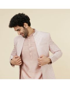 Rose Pink Scallop Patterned Indo-Western Set