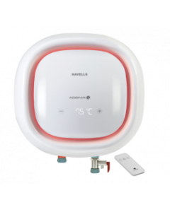 Havells Adonia R 15 Litre Vertical Storage Water Heater 5 Star With Remote Control (White), Wall Mounting