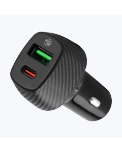 Zebronics Cc38 Car Charger with 38 Watts Rapid Charge, Dual Output Ports (USB + Type C Pd), Compact Design, Built in Protections, Led Indicator, Type C to Type C Cable Included for Smartphones, Black