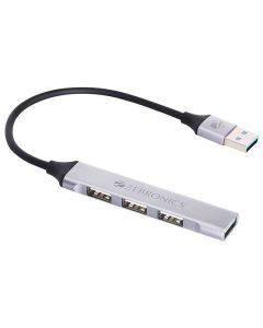 Zebronics 200HB USB 3.0 4 Port hub with Hi Speed Data Transfer, Aluminum + ABS Body, 15cm Cable, Sleek Design and Plug Play Usage