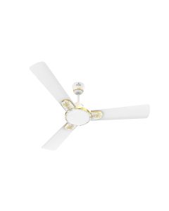 Polycab Eleganz Plus 1200mm Star Rated Ceiling Fan For Home | Embossed Floral 3D Design, Broad Blade For High Speed & Air Delivery | 100% Copper Winding Motor | 3 Years Warranty【Pearl White】