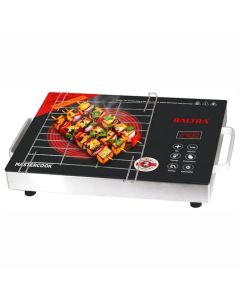BALTRA 2400W Mastercook Infrared Induction Cooktop with Grill Rack, Infrared Glass Top, Digital Touch Control, Auto-Off Safety, 3 Cooking Modes, Infrared Hot Plate, Works with All Cookware