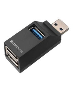 ZEBRONICS 180HB USB HUB, 3 Ports, USB 3.0, Transfer Speeds upto 5 Gbps, Lightweight Design, Multi OS Compatible, Plug and Play