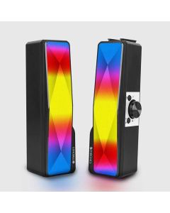 ZEBRONICS Wonder Bar 20 RGB Lights Computer Speaker with Detachable 2 in 1 Design, 10W RMS Output, Volume Control, AUX 3.5mm, USB Powered, 2.0 Stereo, Speaker ON/Off and Mute