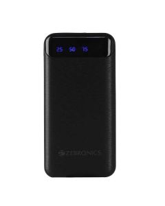 ZEBRONICS MB10000S4 Power Bank, 10000 mAh, 12W, Dual USB Output, Type C & Micro USB Input, Built in Protections, Percentage LED Display, Included USB to Type C Cable, Made in India