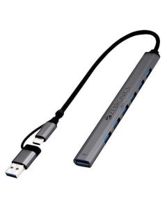 ZEBRONICS 700HB Type C Multiport Adapter with 7 USB Ports, Aluminum Body, Lightweight Design, USB 3.0, Compatible with Laptop | Smartphone | Tablet | PC