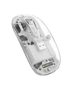 ZEBRONICS Sheer Rechargeable Wireless Mouse, Dual Mode (2.4GHz + BT), Dual Bluetooth, Silent Operation, Transparent Body, RGB, Battery Indicator, for Mac | Laptop | Computer (White)