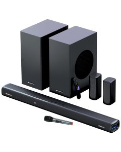 ZEBRONICS New Launch Juke BAR 9850 7.2.2 (5.2.4) Channel Soundbar, 725 Watts, Dolby Atmos, HDMI eARC, Optical, Dual Wireless (Subwoofer + Satellites), Wireless UHF Microphone, RGB LED, Powerful Bass
