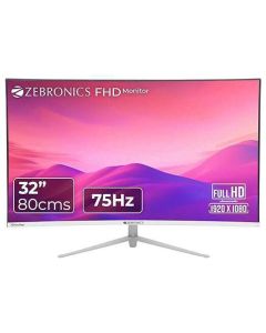 ZEBRONICS AC32FHD LED Curved 75Hz 80Cm (32") (81.28 Cm) 1920x1080 Pixels FHD Resolution Monitor with HDMI + VGA Dual Input, Built-in Speaker, Max 250 Nits Brightness, Black