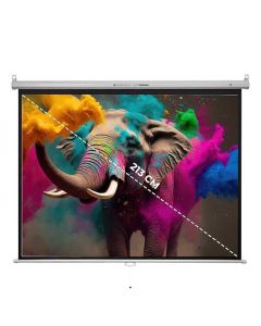 ZEBRONICS PSH84A Manual Pull Down Projector Screen, 84 inches, Supports 4K, Matte Finish, 4:3 Aspect Ratio, High Gain Fabric,160º Wide Viewing Angle, Wall & Ceiling Mountable