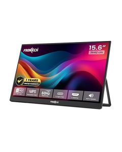 FRONTECH 15.6" Portable LED Monitor, Full HD IPS, Dual Type-C & Mini HDMI, Built-in Speakers, 180° Stand, Works with Laptop/PS5/Switch/Phone, 1-Year Warranty (MON-0023)