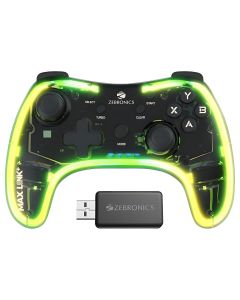 ZEBRONICS MAX Link+ Wireless Gamepad, Dual Motors Haptic Feedback, Built-in Rechargeable Battery, RGB Lights, Plug and Play, Support (Windows | Android | PS3 | PS4 | XBOX 360)