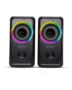 ZEBRONICS Zeb-Warrior 4, 2.0 Speaker for PC, Laptops, Desktop with 5 RGB Light Modes, USB Powered, AUX Input, 10 watts, Volume Control Pod
