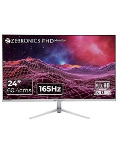 ZEBRONICS A24FHD LED, Gaming Monitor, 24 inch (60.96cm), 300 nits, 165Hz, Slim Design, FHD, 1080p, Wall Mountable, HDMI, DisplayPort, USB Port, Ultra Slim Bezel, Metal Stand, Built-in Speakers