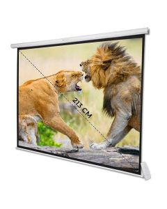 ZEBRONICS PSM84A Motorised Projector Screen, 84 inches, Roll Mechanism, Supports 4K, Matte Finish, 4:3 Aspect Ratio, High Gain Fabric, Control Pod, Remote Control, Wall & Ceiling Mountable