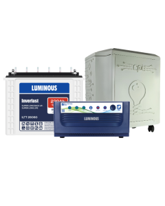 Luminous Inverlast ILTT 26060 220Ah Tall Tubular Inverter Battery with LUMINOUS Eco Volt Neo 850 Pure Sine Wave Inverter and Inverter Battery Trolly