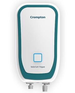 Crompton Solarium Vogue 3-Litre, 3KW Instant Water Heater/Geyser with Installation Pipe (White and Turquoise Blue)