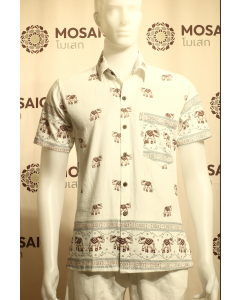 Elephant Print Classic Collar Shirt