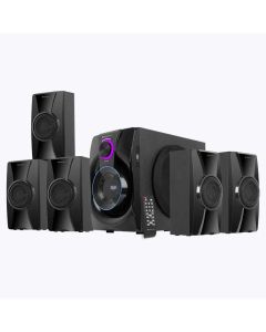 ZEBRONICS BASSO 100 5.1 Home theater speaker with 5.25" Subwoofer, 90W RMS powerful Bass, Bluetooth 5.1, Wall Mount, AC-3 surround sound, RGB Ring light, Remote control & LED Display