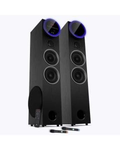 ZEBRONICS Zeb-BTM9800RUCF Coaxial IN, Karaoke,Dual UHF Wireless Mic, Treble Control, 200 W Bluetooth Party Speaker  (Black, Mono Channel)