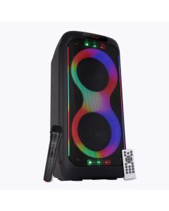 ZEBRONICS New Launch BUDDY 200 Portable Party Speaker with 100 Watts, Supports Bluetooth, USB, AUX, mSD, TWS, Wireless MIC, Karaoke & Recording Function, Up to 7h Backup, Mobile Holder, RGB LED Lights
