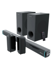 Zebronics Juke bar 9550 pro 5.2 Soundbar (625 Watts), Dolby Audio, Dual Wireless Subwoofer & Satellite, BT v5.3, HDMI ARC, Optical, Powerful Bass, RGB LED Lights, Wall Mountable, Silver