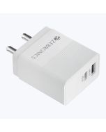 Zebronics MA107B Type C + USB Charger, Dual Output, 25W max, Multi Protocol, for iPhone | Android Smartphones | Tablets, PD 3.0 Adapter, Rapid Charge, Wide Voltage Support, Built in protections