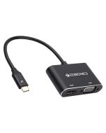 ZEBRONICS TA150HV Type C to HDMI | VGA Converter with 24K Gold-Plated Connector, Supports - FHD 1080p@60Hz (VGA), 4K@30Hz (HDMI), Audio Out Through HDMI, 1080p@60Hz simultaneous Video Output