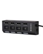 ZEBRONICS 150Hb 4 Port USB Hub with Dedicated On/Off Switch, Led Indicators, 45Cm Cable Length, Optional Power Input Port, Multi Device and Plug Play Usage