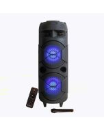 Zebronics 450 Moving Monster DJ Trolley speaker with 48W RMS, Bluetooth 5.0, Wireless mic, Karaoke, TWS function, LED lights, Dual 8" Full range, 10.5H backup & Built-in rechargeable Battery