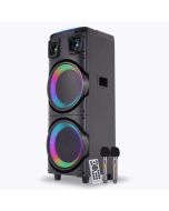 ZEBRONICS BUDDY 400 Portable Party DJ Speaker with 220 Watts, Supports Bluetooth, USB, AUX, mSD, TWS, Voice Changing Wireless MIC, Karaoke Function, Up to 3h Backup, RGB LED Lights