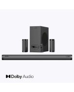 ZEBRONICS Zeb-Juke BAR 9450 PRO Dolby 5.1 soundbar with Dolby Audio, 525 Watts Output, Dual Rear Satellites, 16.5cm Powerful subwoofer, HDMI ARC, Optical, BT v5.0, LED Display, Wall Mount, AUX, Black