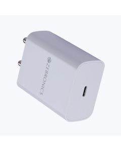 Zebronics MA202B Type C Charger, 25W max, for iPhone | Android Smartphones | Tablets, PD 3.0 Adapter, Rapid Charge, Wide Voltage Support, Built in protections, Compact Design